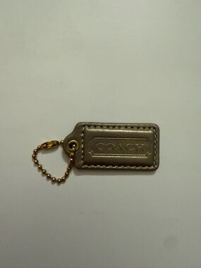 COACH Metallic Gold Leather Bag Charm Key Tag